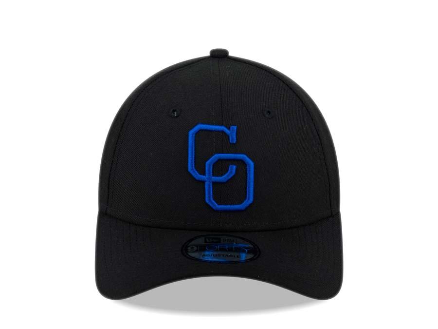 Yaquis de Obregon New Era 9FORTY 940 Adjustable Cap Hat Black Crown/Visor Royal Blue "CO" Logo