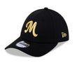 Mexico Carribean Serie New Era 9FORTY 940 Adjustable Cap Hat Black Crown/Visor Metallic Gold Logo
