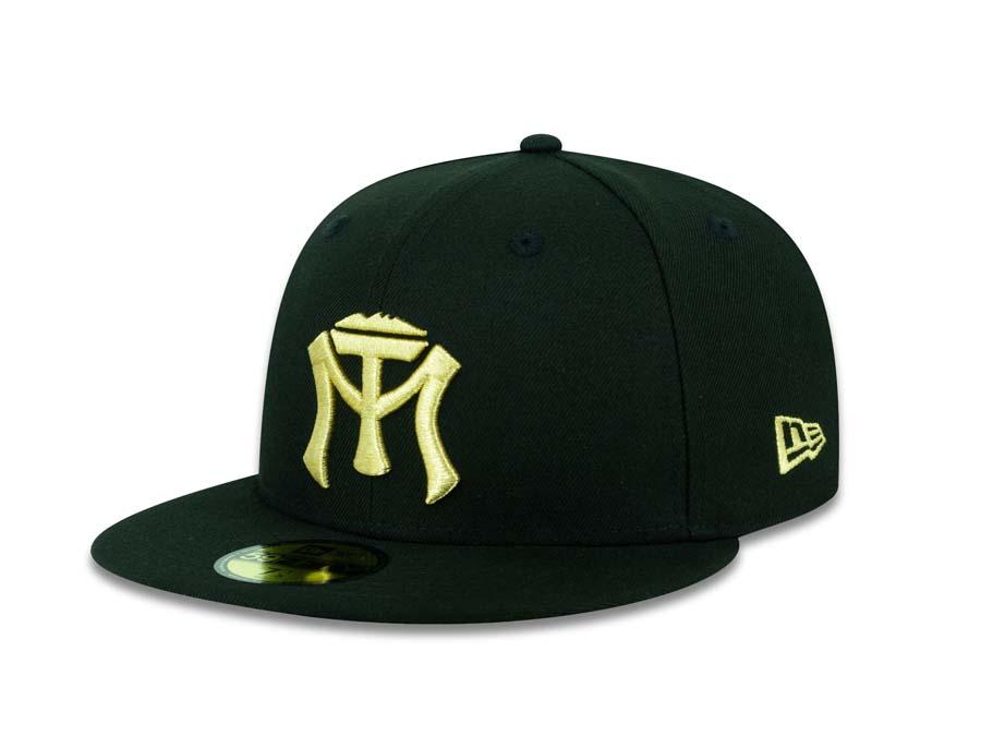 Sultanes de Monterrey New Era 59FIFTY 5950 Fitted Cap Hat Black Crown/Visor Metallic Gold Logo