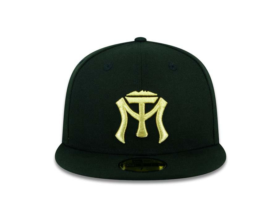 Sultanes de Monterrey New Era 59FIFTY 5950 Fitted Cap Hat Black Crown/Visor Metallic Gold Logo