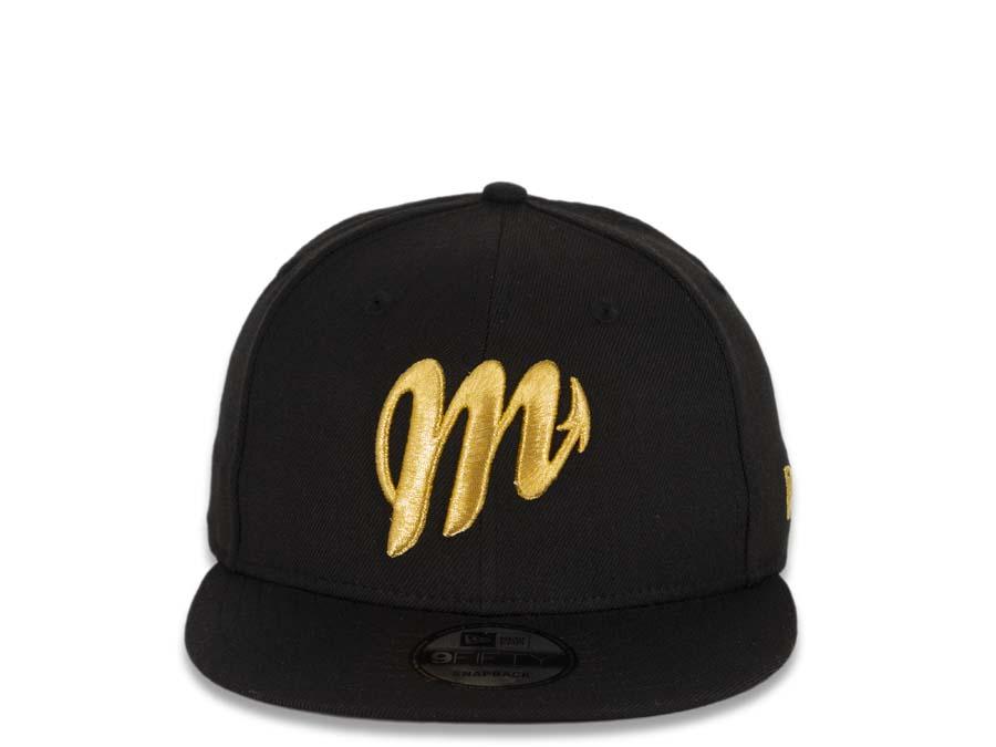 Diablos Rojos del Mexico New Era 9FIFTY 950 Snapback Cap Hat Black Crown/Visor Metallic Gold Logo