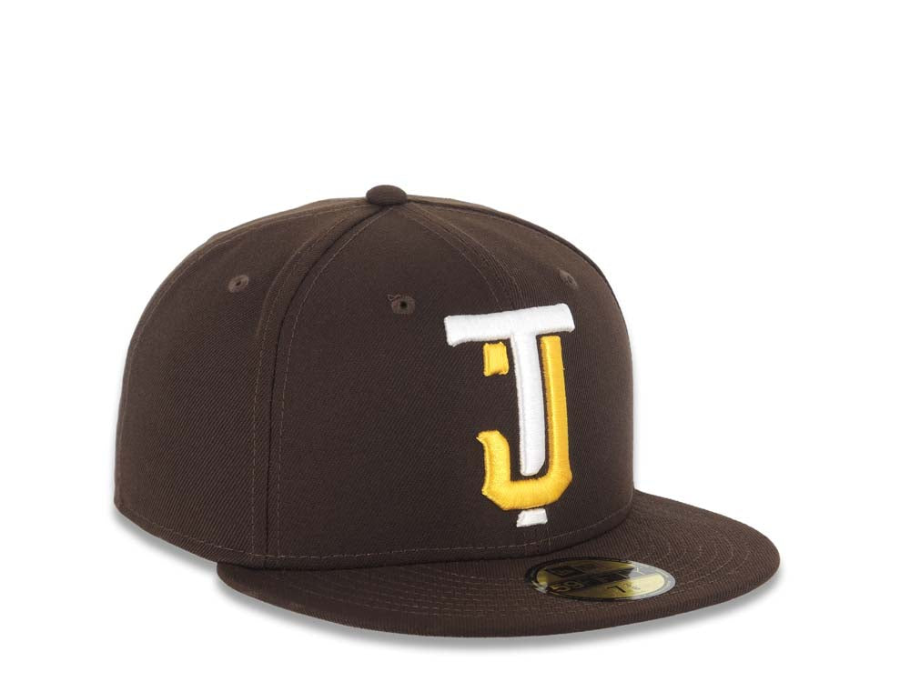 Tijuana Toros New Era LMB 59FIFTY 5950 Fitted Cap Hat Dark Brown Crown/Visor White/Yellow TJ Logo
