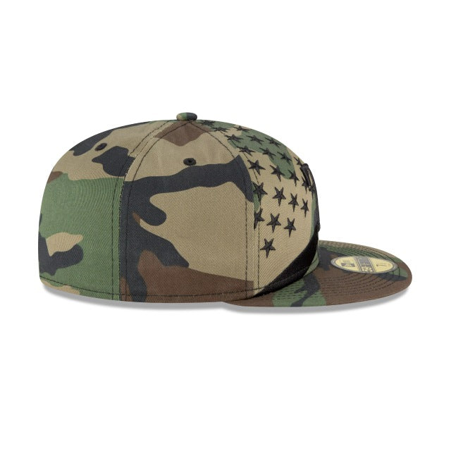 Texas Rangers New Era 59FIFTY 5950 Fitted Cap Hat Camo Crown/Visor Black Logo (Wave)