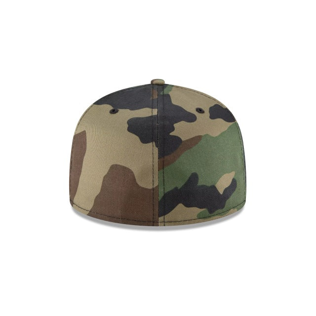 Texas Rangers New Era 59FIFTY 5950 Fitted Cap Hat Camo Crown/Visor Black Logo (Wave)