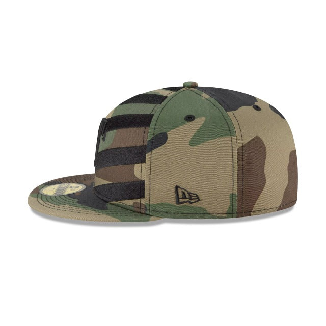 Texas Rangers New Era 59FIFTY 5950 Fitted Cap Hat Camo Crown/Visor Black Logo (Wave)