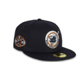 San Diego Padres New Era MLB 59Fifty 5950 Fitted Cap Hat Navy Crown Navy/White/Orange Friar Logo 50th Anniversary Side Patch Black UV