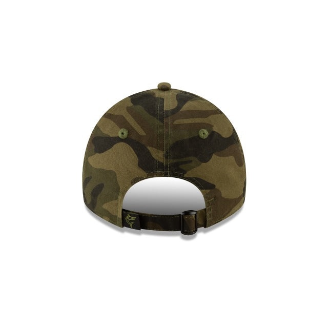 (Women) Miami Marlins New Era MLB 9TWENTY 920 Adjustable Cap Hat Camo Crown/Visor Black/Green Logo