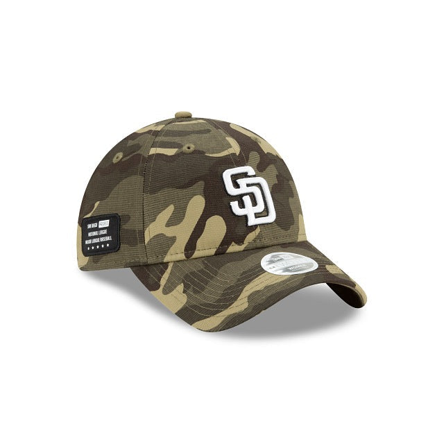 (Women) San Diego Padres New Era MLB 9TWENTY 920 Adjustable Cap Hat Camo (Desert) Crown/Visor White Logo