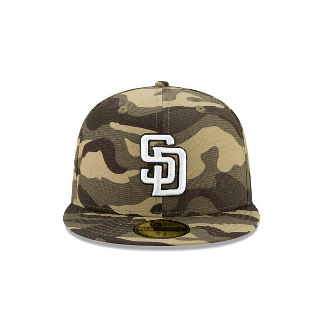 San Diego Padres New Era MLB 59FIFTY 5950 Fitted Cap Hat Camo Crown/Visor White/Black Logo (Armed Forces Day 2020)