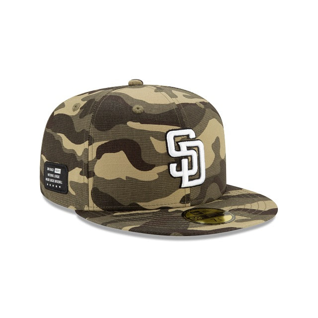 San Diego Padres New Era MLB 59FIFTY 5950 Fitted Cap Hat Camo Crown/Visor White/Black Logo (Armed Forces Day 2020)