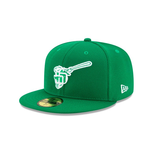 San Diego Padres New Era MLB 59FIFTY 5950 Fitted Cap Hat Green Crown/Visor White/Green "Swinging Friar" Logo