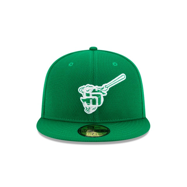 San Diego Padres New Era MLB 59FIFTY 5950 Fitted Cap Hat Green Crown/Visor White/Green "Swinging Friar" Logo