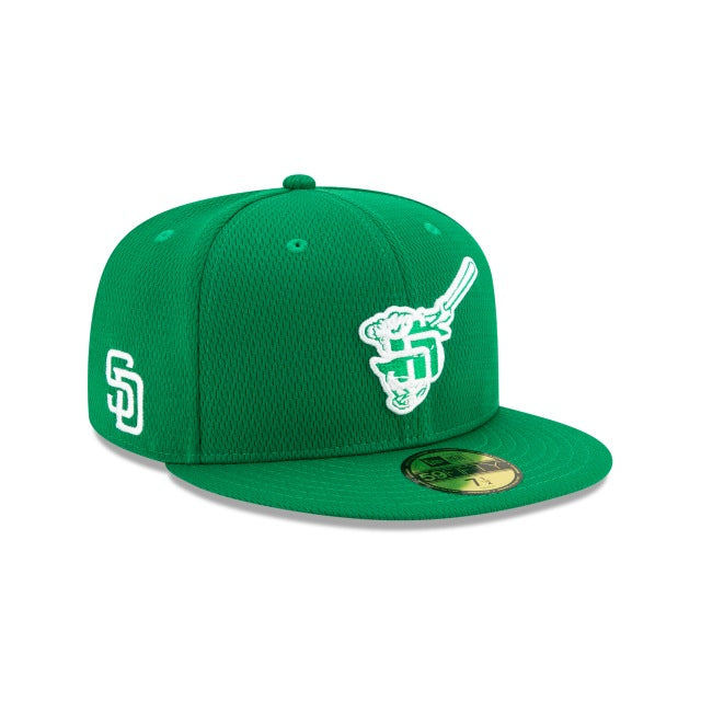 San Diego Padres New Era MLB 59FIFTY 5950 Fitted Cap Hat Green Crown/Visor White/Green "Swinging Friar" Logo