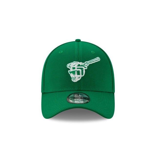 San Diego Padres New Era MLB 39THIRTY 3930 Flexfit Cap Hat Green Crown/Visor White/Green Friar Logo with SD Side Patch