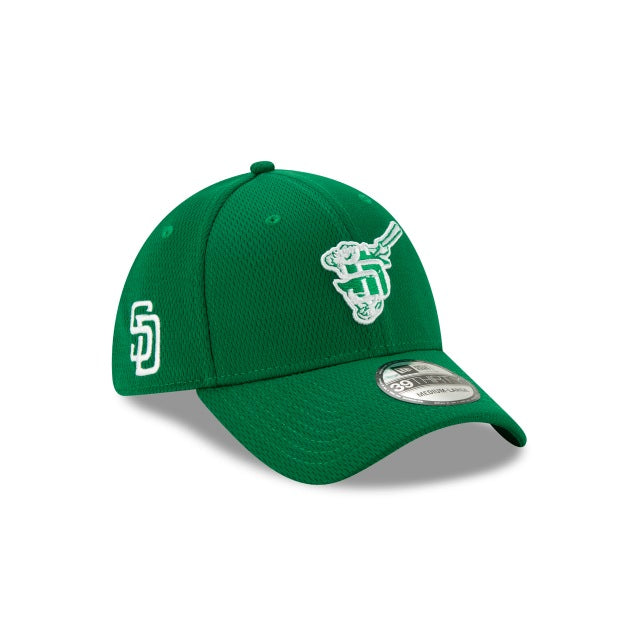 San Diego Padres New Era MLB 39THIRTY 3930 Flexfit Cap Hat Green Crown/Visor White/Green Friar Logo with SD Side Patch
