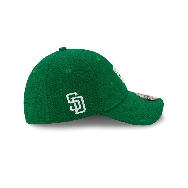 San Diego Padres New Era MLB 39THIRTY 3930 Flexfit Cap Hat Green Crown/Visor White/Green Friar Logo with SD Side Patch