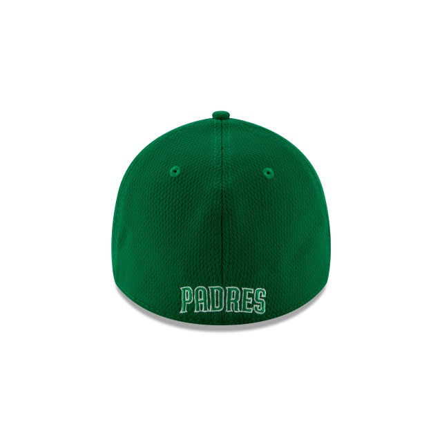 San Diego Padres New Era MLB 39THIRTY 3930 Flexfit Cap Hat Green Crown/Visor White/Green Friar Logo with SD Side Patch