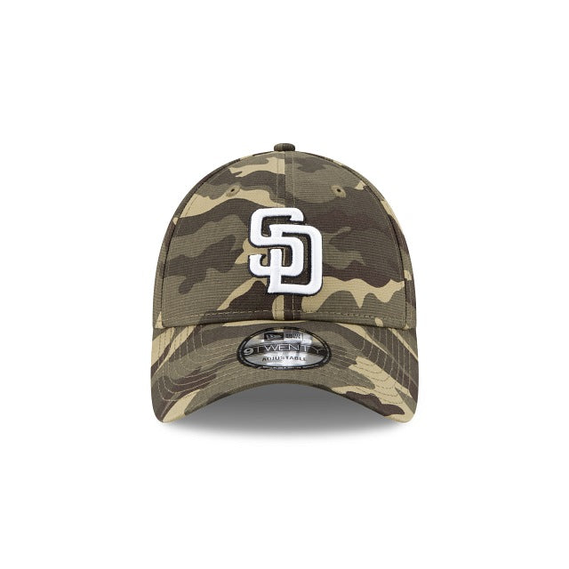San Diego Padres New Era MLB 9TWENTY 920 Adjustable Cap Hat Camo (Desert) Crown/Visor White Logo Salute to Service Side Patch