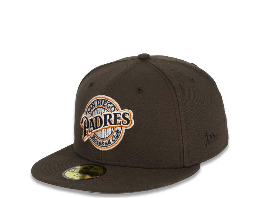 San Diego Padres New Era MLB 59FIFTY 5950 Fitted Cap Hat Brown Crown/Visor Brown/White/Orange Baseball Club Retro Logo 1992 All-Star Game Side Patch