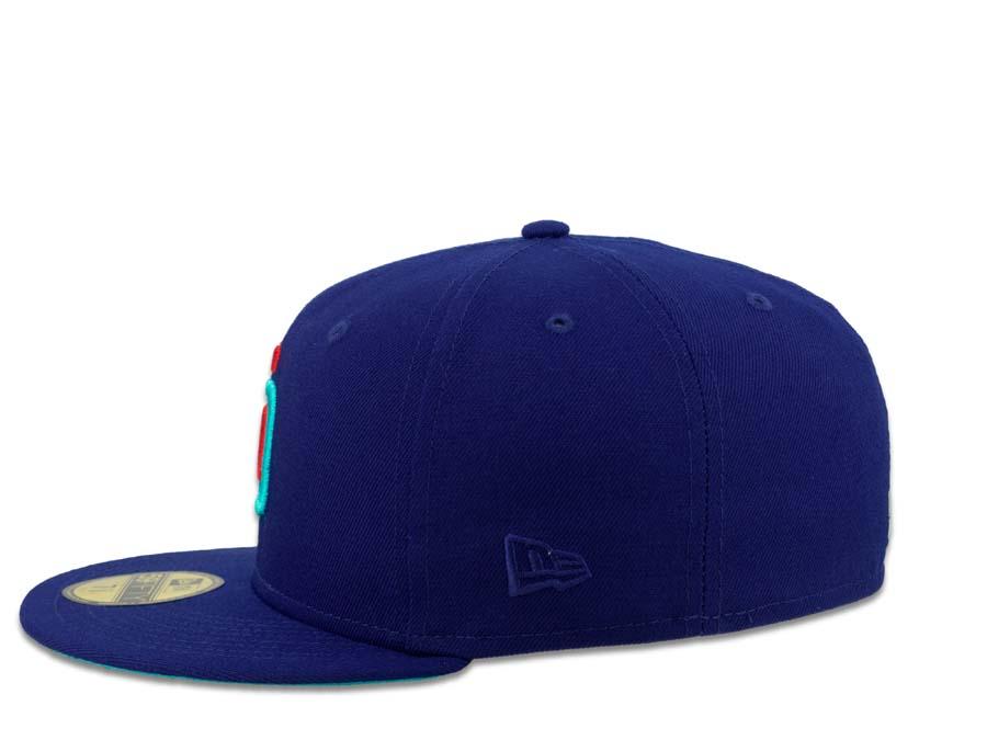 San Diego Padres New Era MLB 59Fifty 5950 Fitted Cap Hat Dark Royal Crown Flame Red/Blue Logo 2016 All-Star Game Side Patch Blue UV