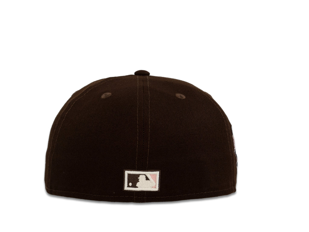 San Diego Padres New Era MLB 59Fifty 5950 Fitted Cap Hat Dark Brown Crown White Logo with Rose 2016 All-Star Game Side Patch Pink UV