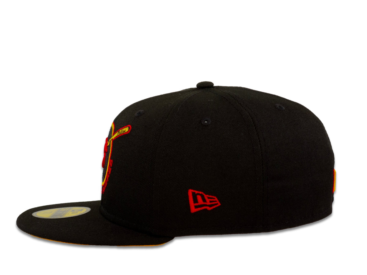 San Diego Padres New Era MLB 59Fifty 5950 Fitted Cap Hat Black Crown Red/Yellow Friar Logo 1978 All-Star Game Side Patch Yellow UV