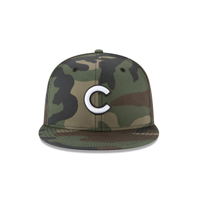 Chicago Cubs New Era MLB 59FIFTY 5950 Fitted Cap Hat Camo Crown/Visor White/Black Logo