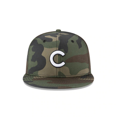 Chicago Cubs New Era MLB 59FIFTY 5950 Fitted Cap Hat Camo Crown/Visor White/Black Logo