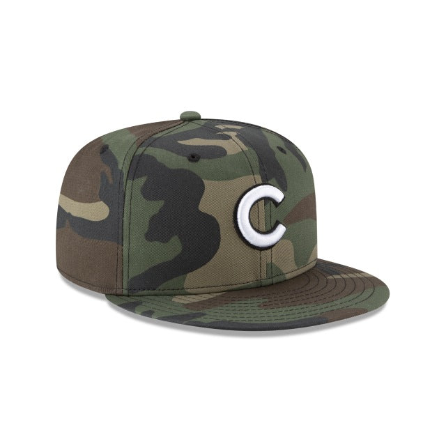 Chicago Cubs New Era MLB 59FIFTY 5950 Fitted Cap Hat Camo Crown/Visor White/Black Logo