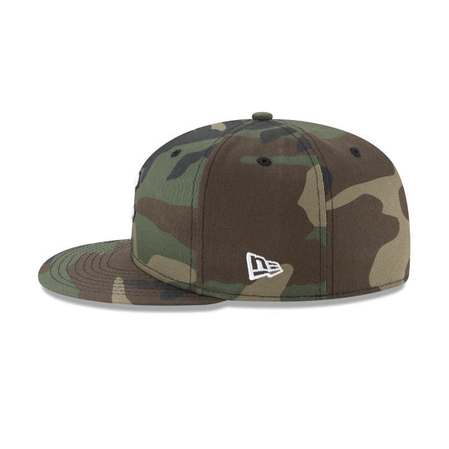 Chicago Cubs New Era MLB 59FIFTY 5950 Fitted Cap Hat Camo Crown/Visor White/Black Logo