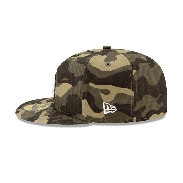 Los Angeles Dodgers New Era MLB 59FIFTY 5950 Fitted Cap Hat Camo (Desert) Crown/Visor White/Black Logo (Armed Forces Day)