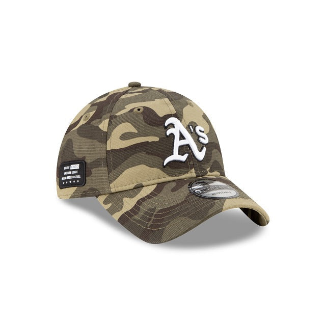 Oakland Athletics New Era MLB 9TWENTY 920 Adjustable Cap Hat Camo (Desert) Crown/Visor White/Black Logo (Armed Forces Day)