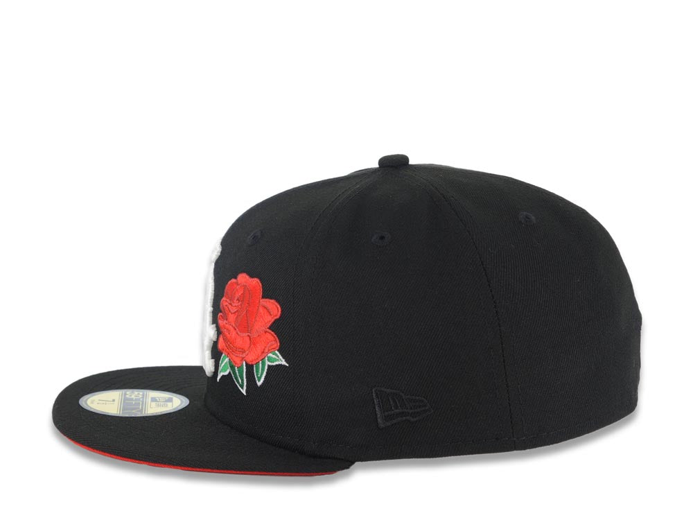 Chicago White Sox New Era MLB 59FIFTY 5950 Fitted Cap Hat Black Crown/Visor White Logo with Rose 2005 World Series Side Patch