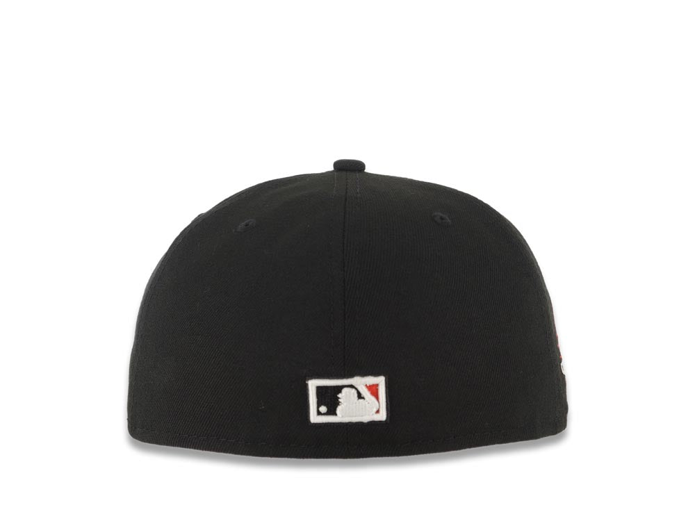 Chicago White Sox New Era MLB 59FIFTY 5950 Fitted Cap Hat Black Crown/Visor White Logo with Rose 2005 World Series Side Patch
