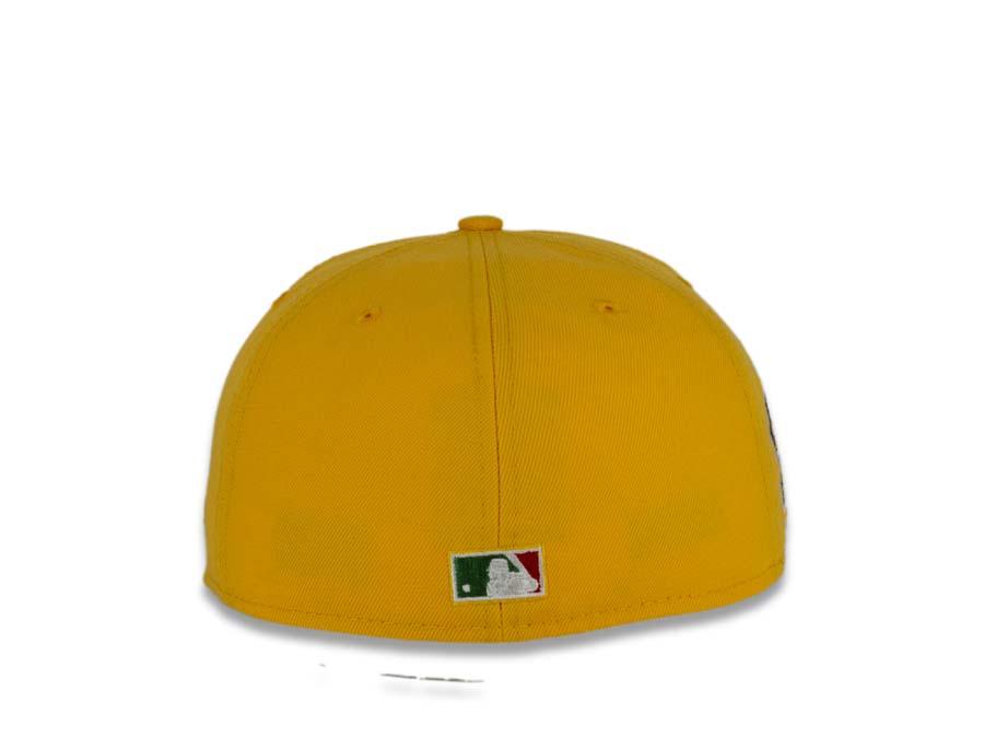 New York Yankees New Era MLB 59Fifty 5950 Fitted Cap Hat Gold Crown/Visor White Logo with Rose 1999 World Series Side Patch Gray UV
