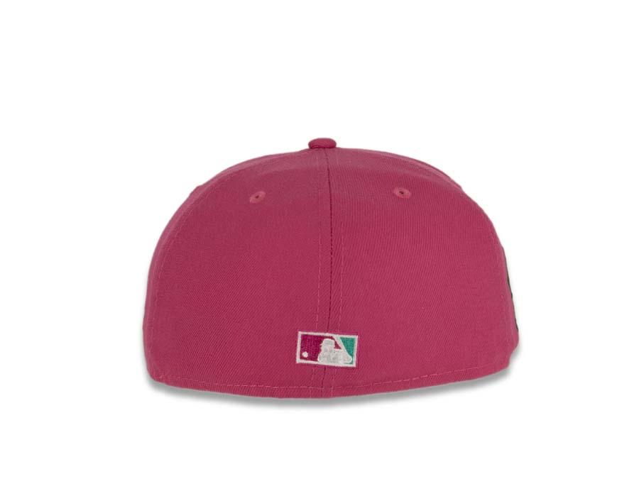 New York Yankees New Era MLB 59Fifty 5950 Fitted Cap Hat Beetroot Purple Crown/Visor White Logo with Roses 1999 World Series Side Patch Teal UV