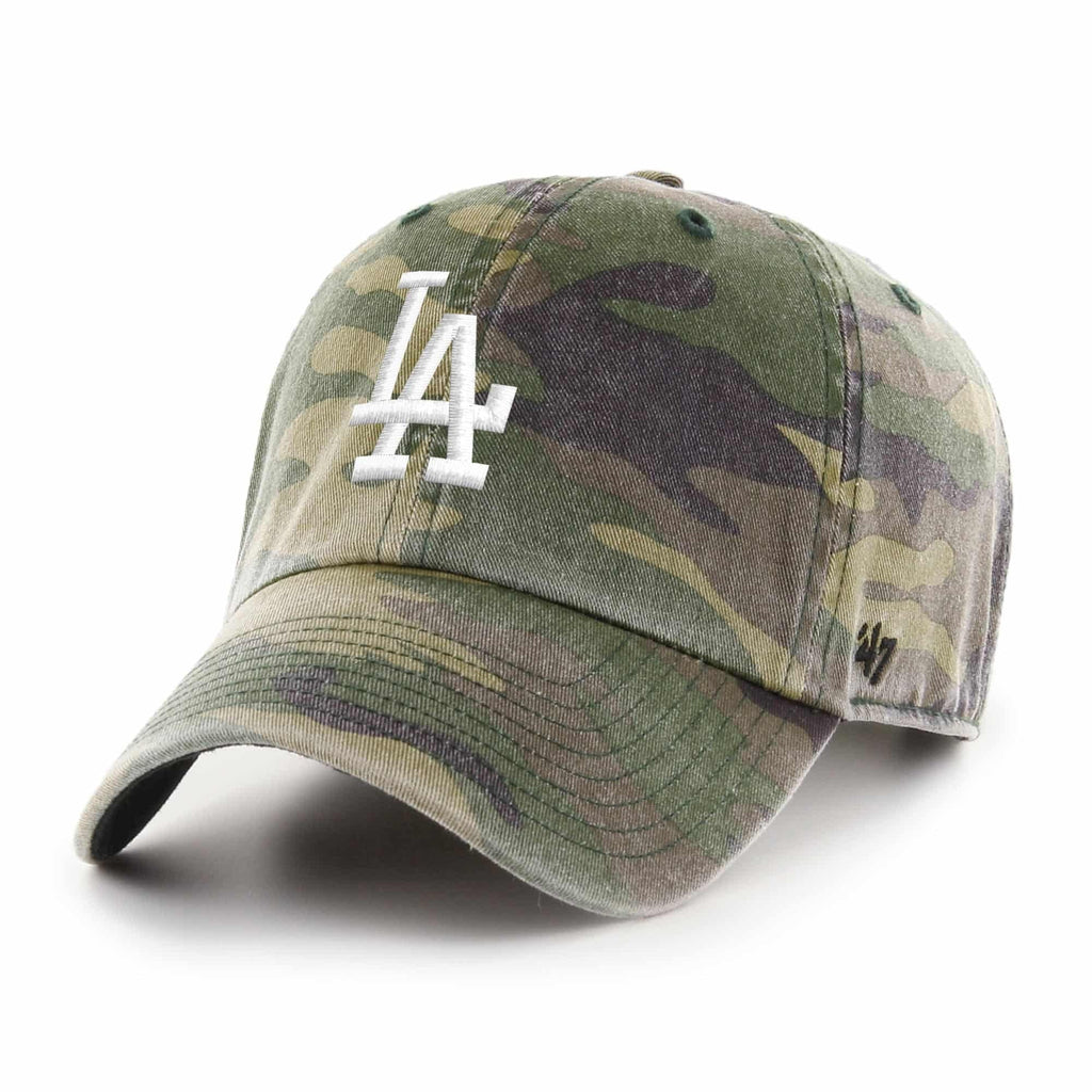Los Angeles Dodgers '47 Brand MLB Clean Up Adjustable Cap Hat Camo Crown/Visor White Logo