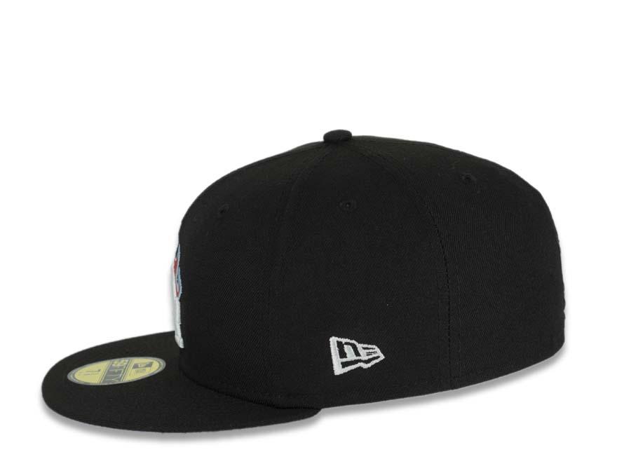 Los Angeles Dodgers New Era MLB 59FIFTY 5950 Fitted Cap Hat Black Crown/Visor White/Red/Sky Blue Logo Team Fire Flame