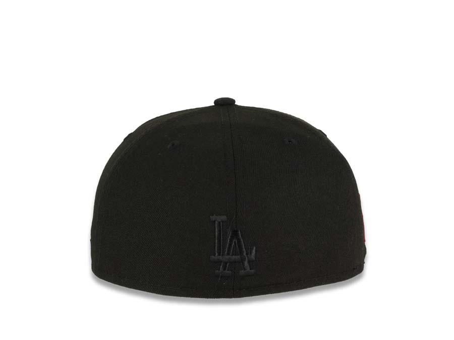 Los Angeles Dodgers New Era MLB 59FIFTY 5950 Fitted Cap Hat Black Crown/Visor White/Red/Sky Blue Logo Team Fire Flame