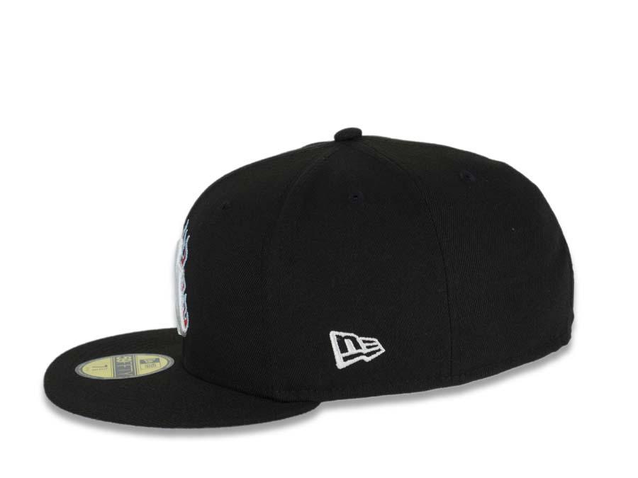 New York Yankees New Era MLB 59FIFTY 5950 Fitted Cap Hat Black Crown/Visor White/Red/Sky Blue Logo Team Fire Flame