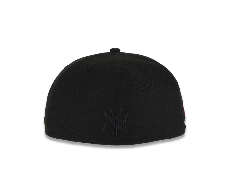 New York Yankees New Era MLB 59FIFTY 5950 Fitted Cap Hat Black Crown/Visor White/Red/Sky Blue Logo Team Fire Flame