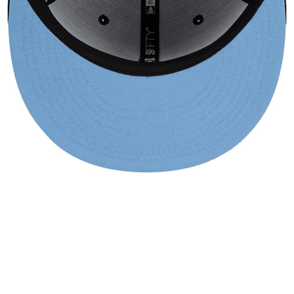 Boston Red Sox New Era MLB 59FIFTY 5950 Fitted Cap Hat Black Crown/Visor White/Red/Sky Blue Logo Team Fire Flame