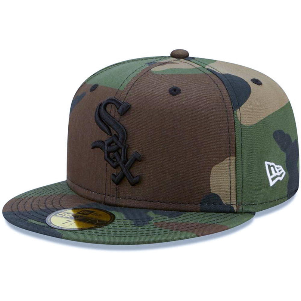 Chicago White Sox New Era MLB 59FIFTY 5950 Cap Hat Camo Crown/Visor Black Logo 2005 World Series Side Patch Bright Orange UV