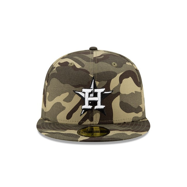 Houston Astros New Era MLB 59FIFTY 5950 Fitted Cap Hat Camo Crown/Visor White/Black Logo (Armed Forces Day)
