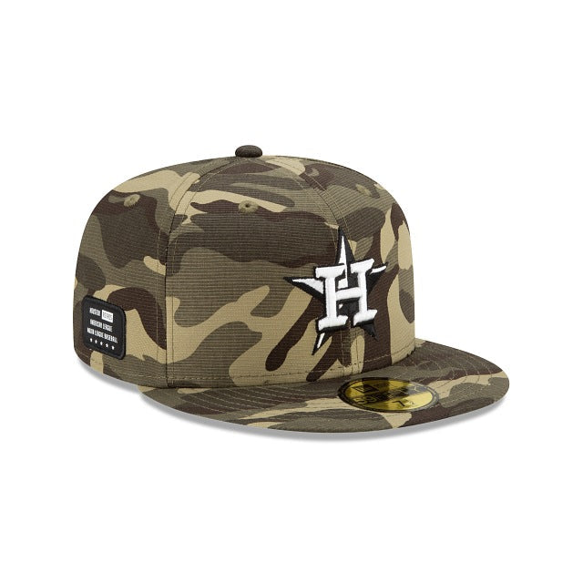 Houston Astros New Era MLB 59FIFTY 5950 Fitted Cap Hat Camo Crown/Visor White/Black Logo (Armed Forces Day)