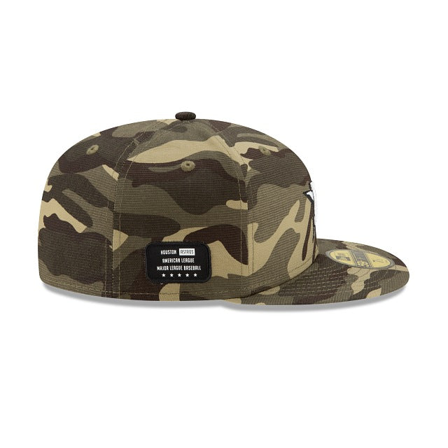 Houston Astros New Era MLB 59FIFTY 5950 Fitted Cap Hat Camo Crown/Visor White/Black Logo (Armed Forces Day)