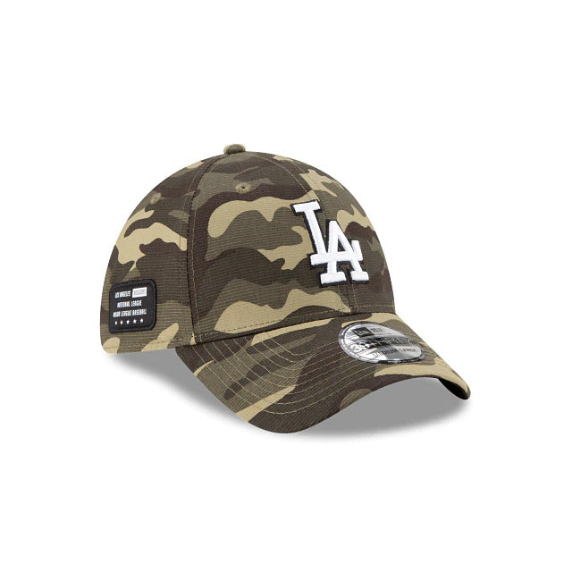 Los Angeles Dodgers New Era MLB 39THIRTY 3930 Flexfit Cap Hat Camo Crown/Visor Team Color Logo (Armed Forces Day 2020)