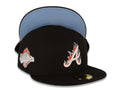 Atlanta Braves New Era MLB 59FIFTY 5950 Fitted Cap Hat Black Crown/Visor White Logo (Team Fire Flame)