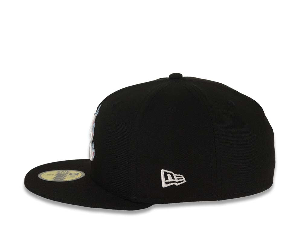 Atlanta Braves New Era MLB 59FIFTY 5950 Fitted Cap Hat Black Crown/Visor White Logo (Team Fire Flame)