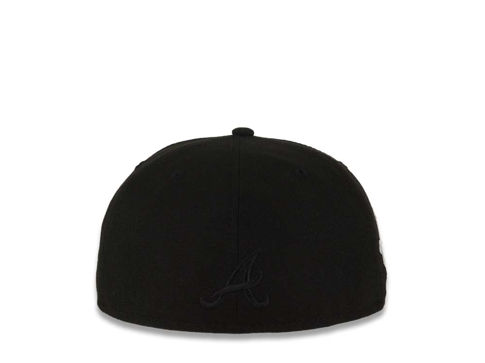 Atlanta Braves New Era MLB 59FIFTY 5950 Fitted Cap Hat Black Crown/Visor White Logo (Team Fire Flame)
